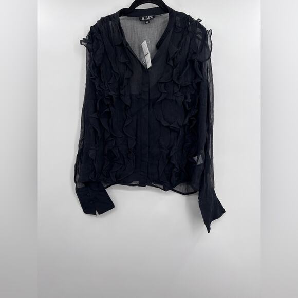 J.Crew Ruffle-front top in crinkle cupro - Picture 5 of 5